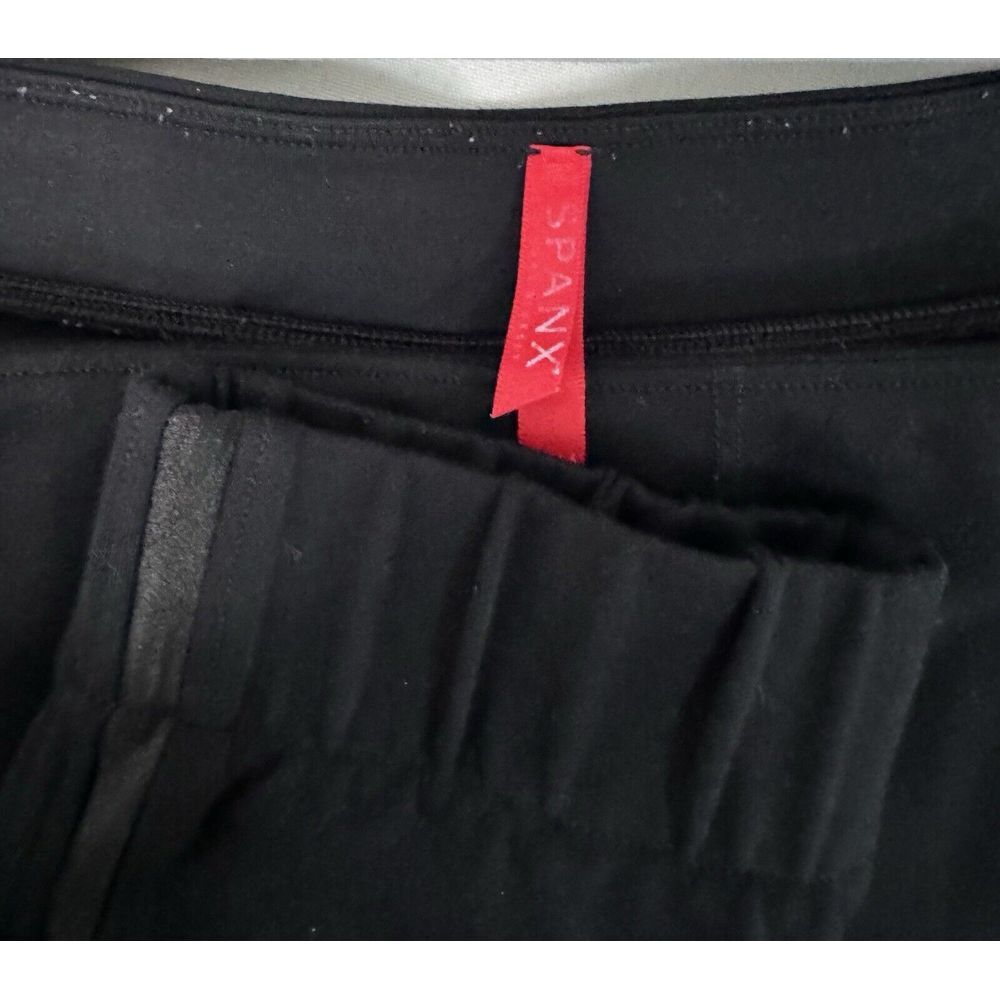 Spanx Womens M Black Track Legging Jogger Pants Crop Stretch Double Racing Strip - Picture 2 of 6